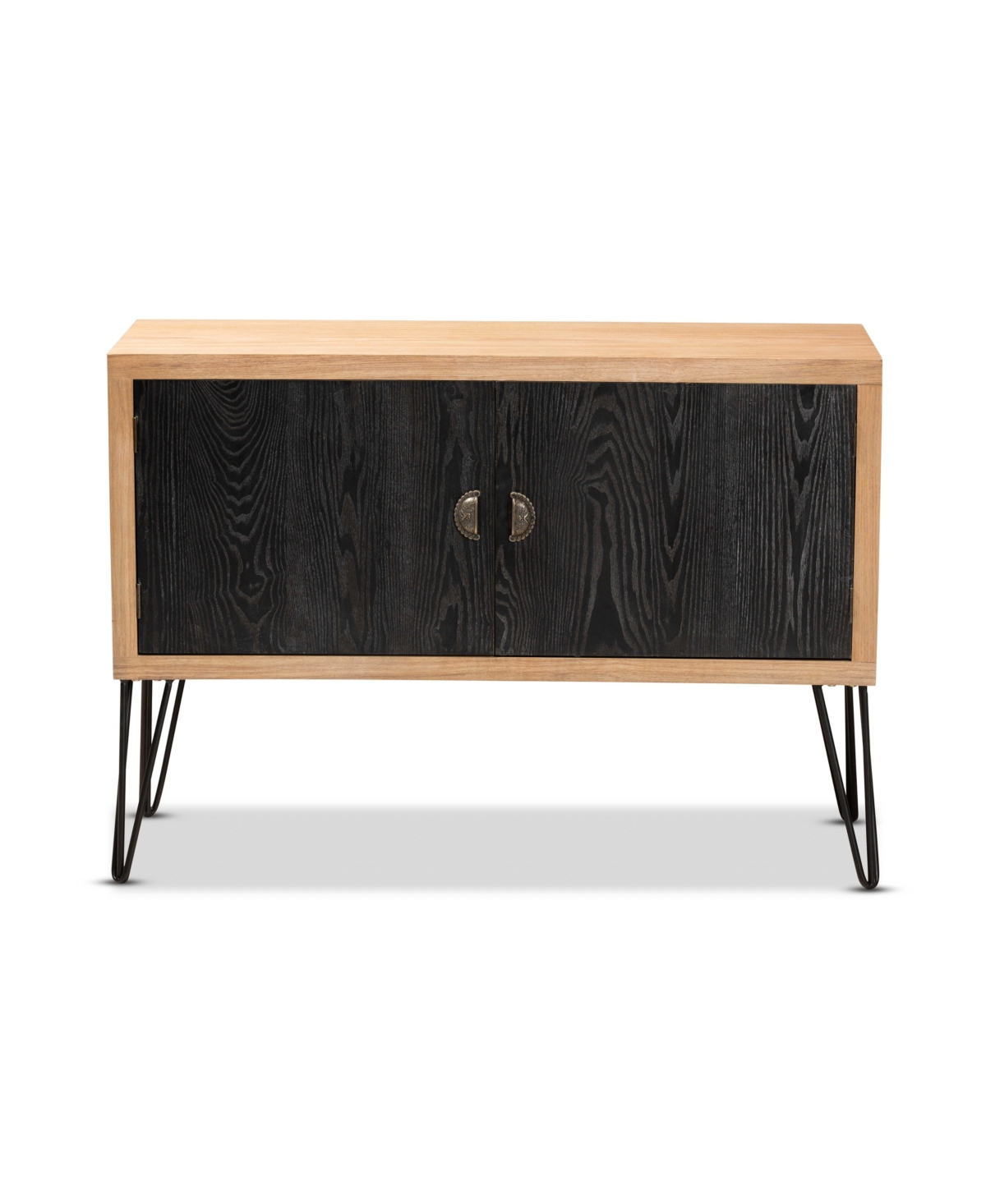 Baxton Studio Denali Modern And Contemporary 41.7" Two-tone And Finished Wood And Metal Storage Cabinet In Black,walnut