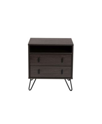 Glover Modern and Contemporary 21.7" Finished Wood and Finished Metal 2-Drawer Nightstand