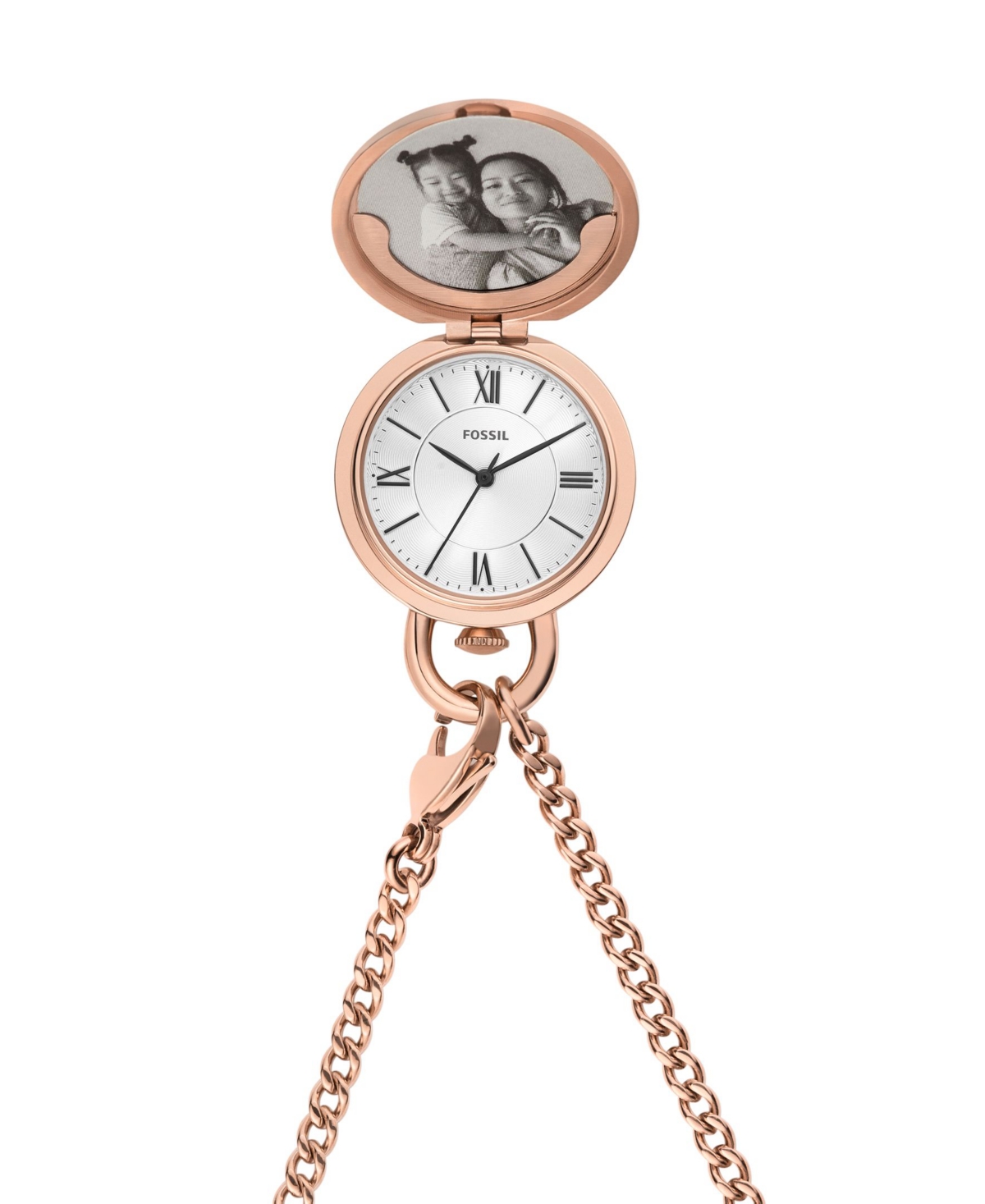 Fossil Women's Jacqueline Three-hand Gold-tone Stainless Steel Watch Locket 30mm In Rose Gold Tone