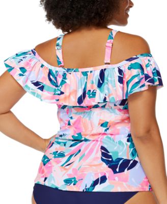 Trendy Plus Size Miami Nights Tortuga Tankini Top