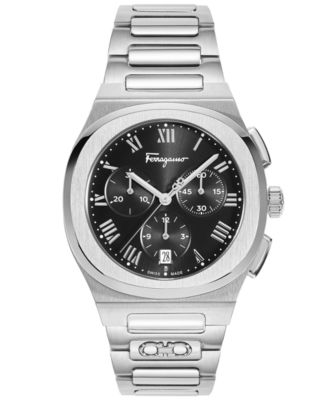 Ferragamo - Men's Swiss Chronograph Elliptical Stainless Steel Bracelet Watch 38mm