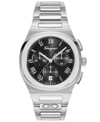 Salvatore Ferragamo Men's Swiss Chronograph Elliptical Stainless Steel ...