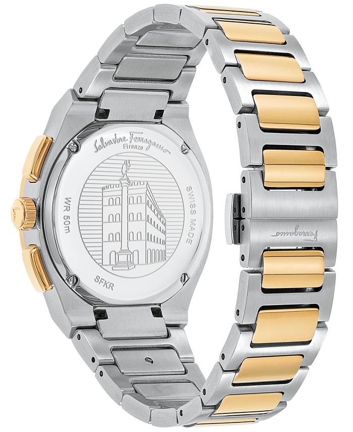 Salvatore Ferragamo Men's Swiss Chronograph Elliptical Two-Tone ...