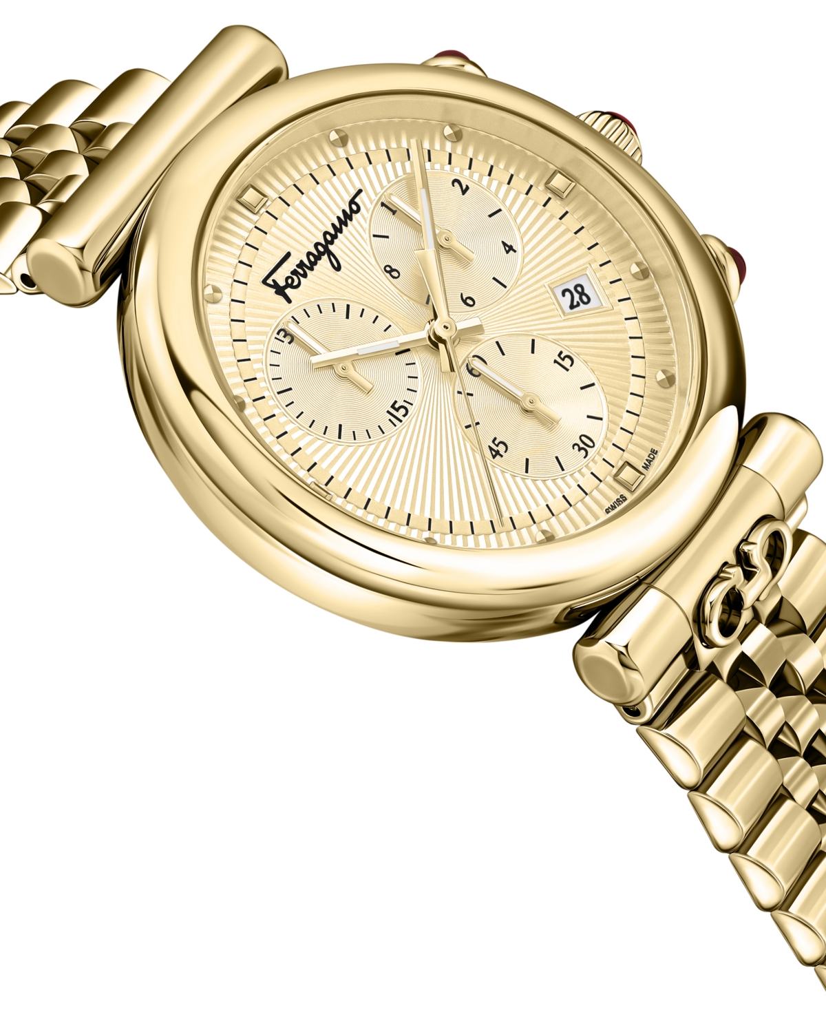 Shop Ferragamo Salvatore  Women's Swiss Chronograph Ora Gold Ion-plated Stainless Steel Bracelet Watch 40m In Ip Yellow Gold