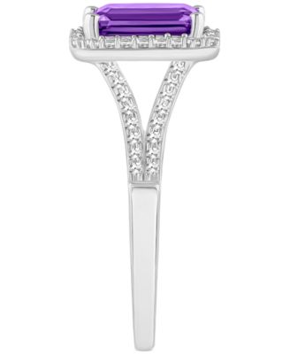 Amethyst (1-5/8 ct. t.w.) & Diamond (1/4 ct. t.w.) Split Shank Ring in Sterling Silver (Also in Citrine, Garnet, Peridot, & Blue Topaz)