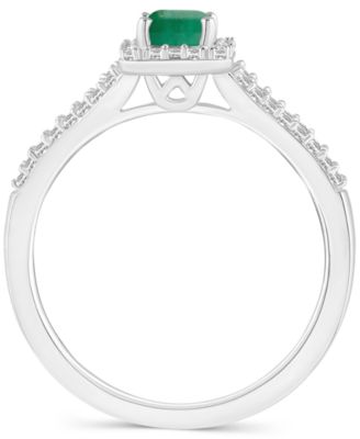 Emerald (1/2 ct. t.w.) & Diamond (1/4 ct. t.w.) Split Shank Ring in Sterling Silver (Also in Ruby & Sapphire)