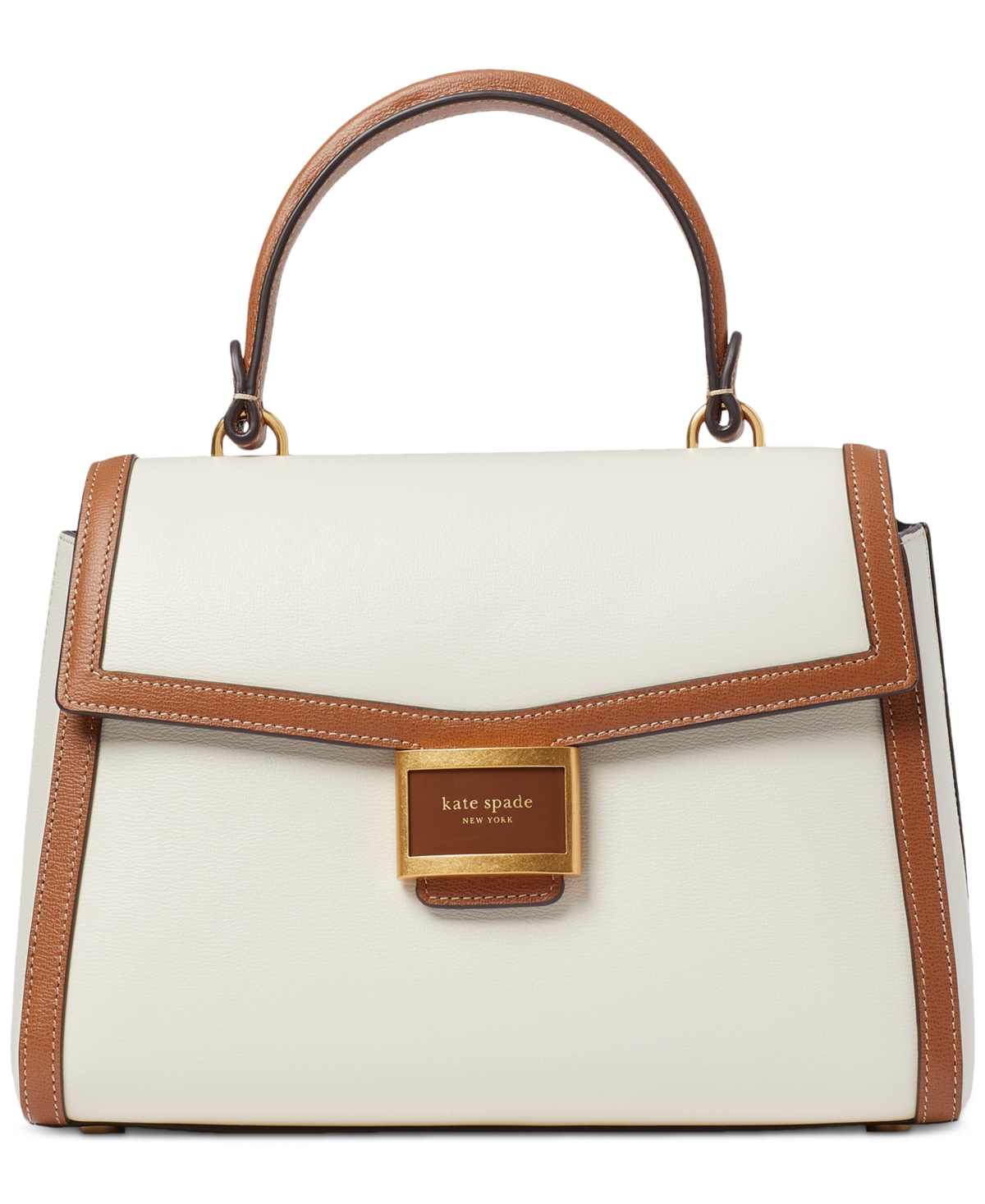 Katy Colorblocked Small Textured Leather Satchel - Halo White Multi