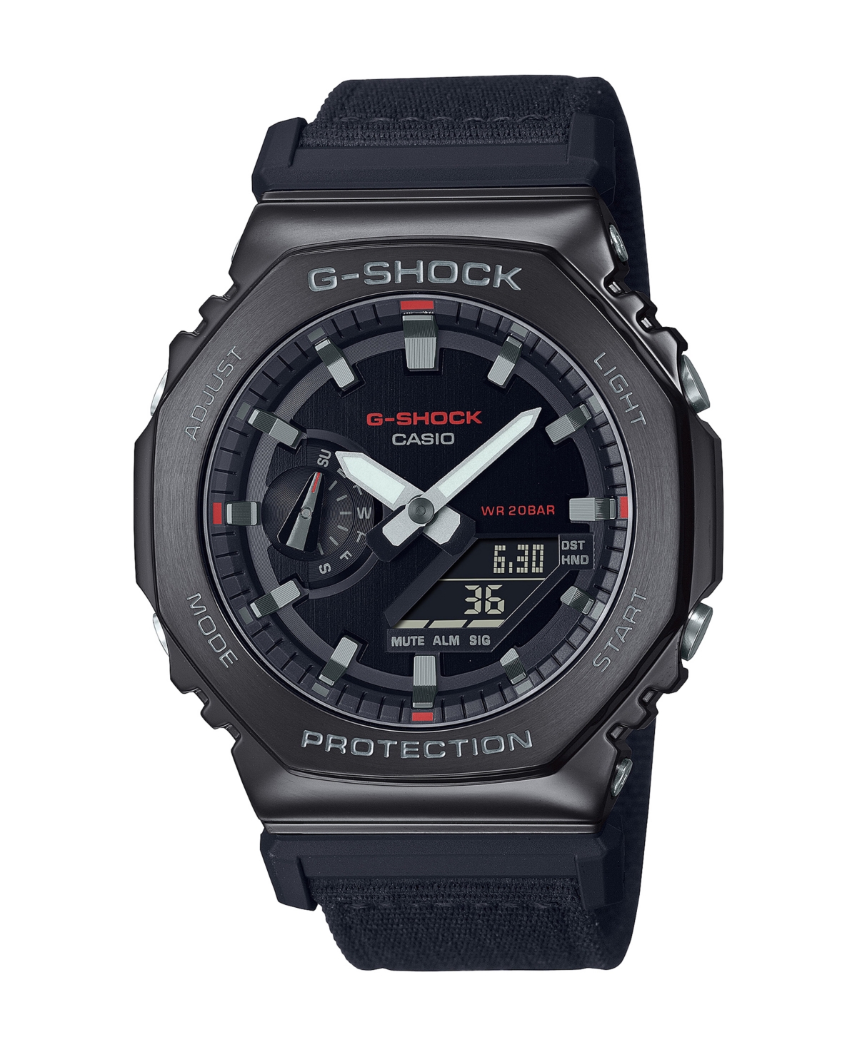 G-shock Men's Analog-digital Metal Cover Black Cloth Band Watch, 44.4mm, Gm2100cb-1a