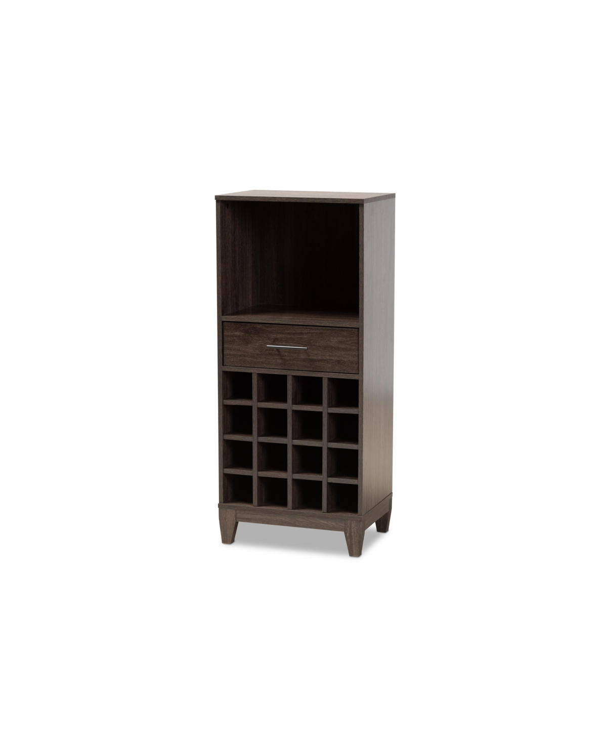 Baxton Studio Trenton Modern And Contemporary 45.25" Finished Wood 1-drawer Wine Storage Cabinet In Dark Brown