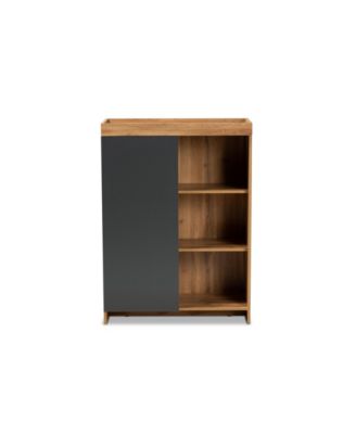 Caspian Modern and Contemporary 43.3" Two-Tone and Finished Wood Shoe Cabinet