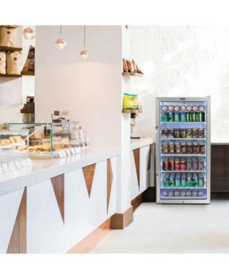 Freestanding 8.1 cu. ft. Stainless Steel Beverage Refrigerator  – White