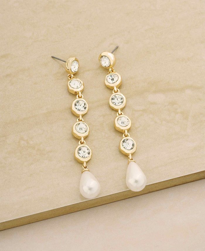 ETTIKA Elegantly Modern Crystal Earrings in 18K Gold Plating - Macy's