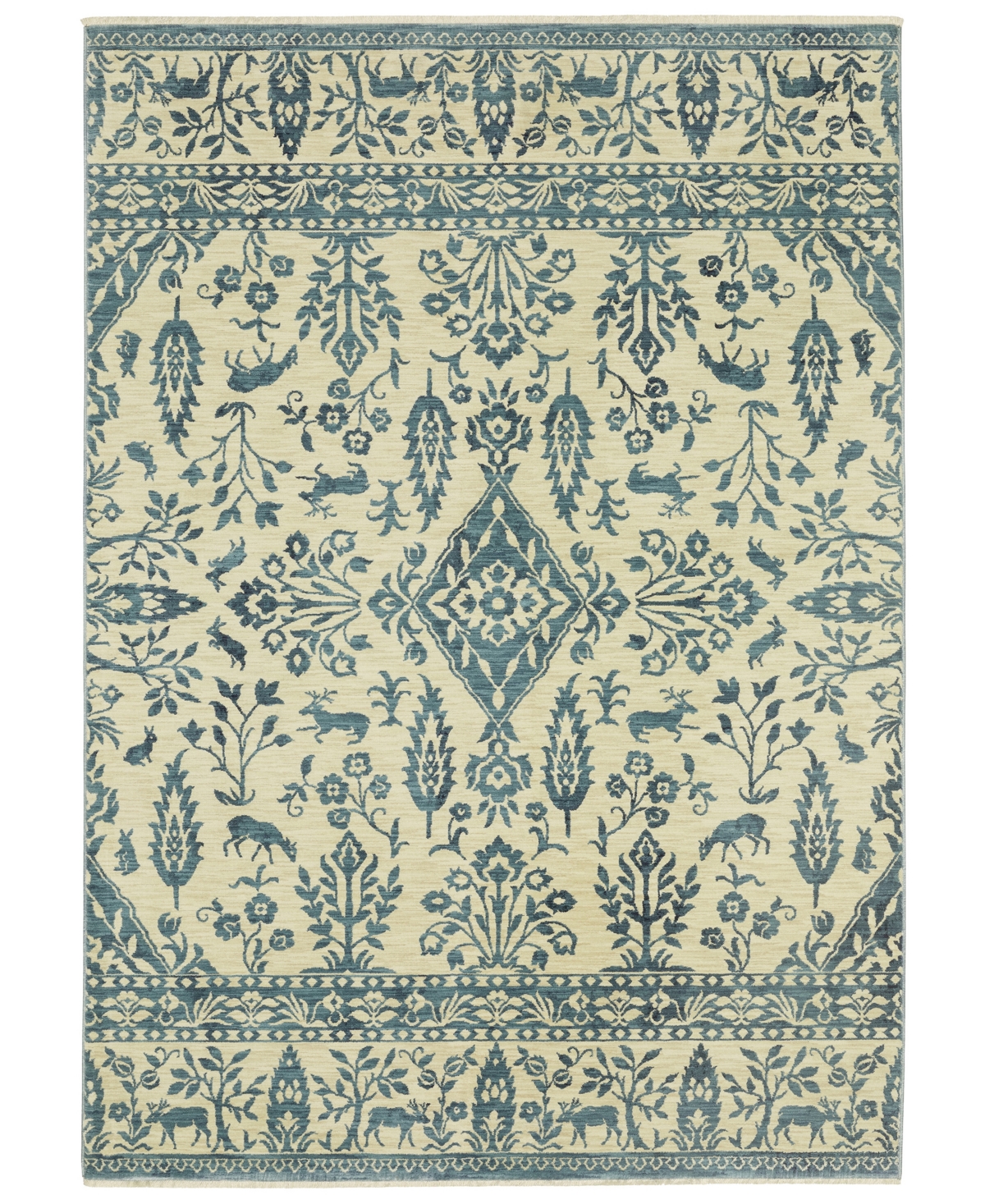 Km Home Vigor VGR08 6'7in x 9'6in Area Rug - Blue, Ivory