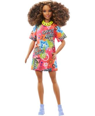 Barbie Fashionistas Doll with Brunette with Graffiti Dress - Macy's