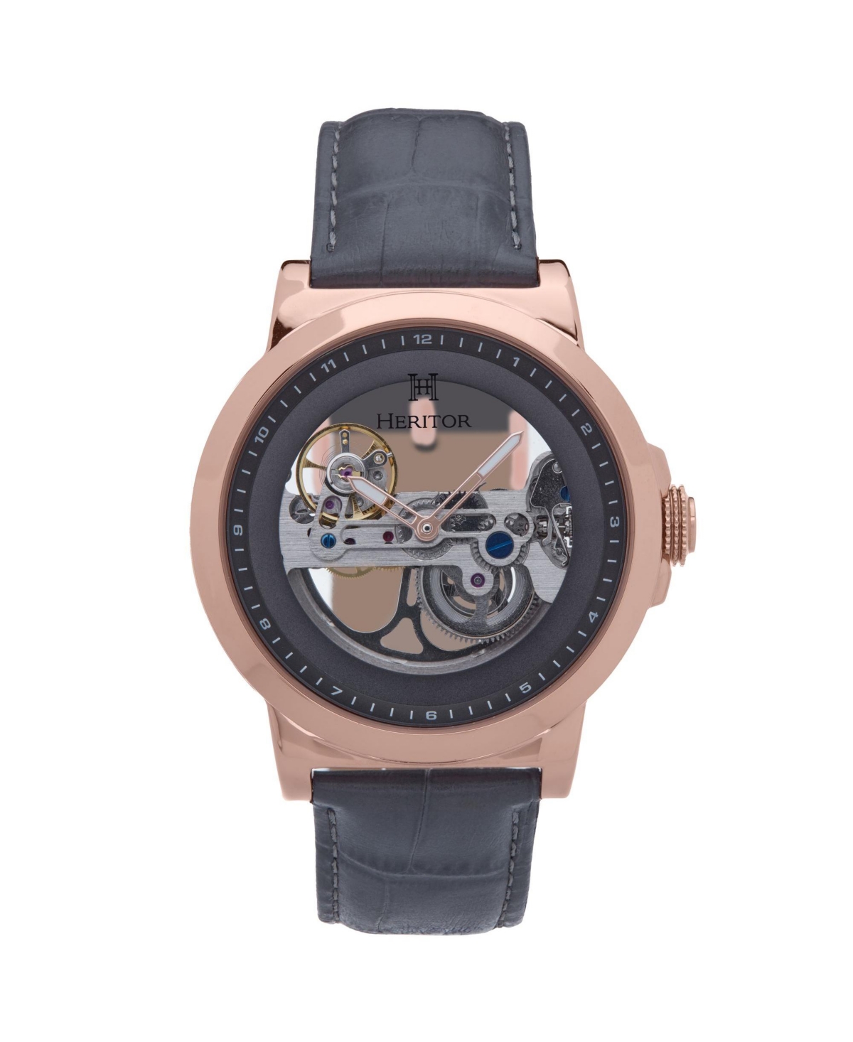 Men Xander Leather Watch - Rose Gold/Gray, 45mm - Rose gold/gray