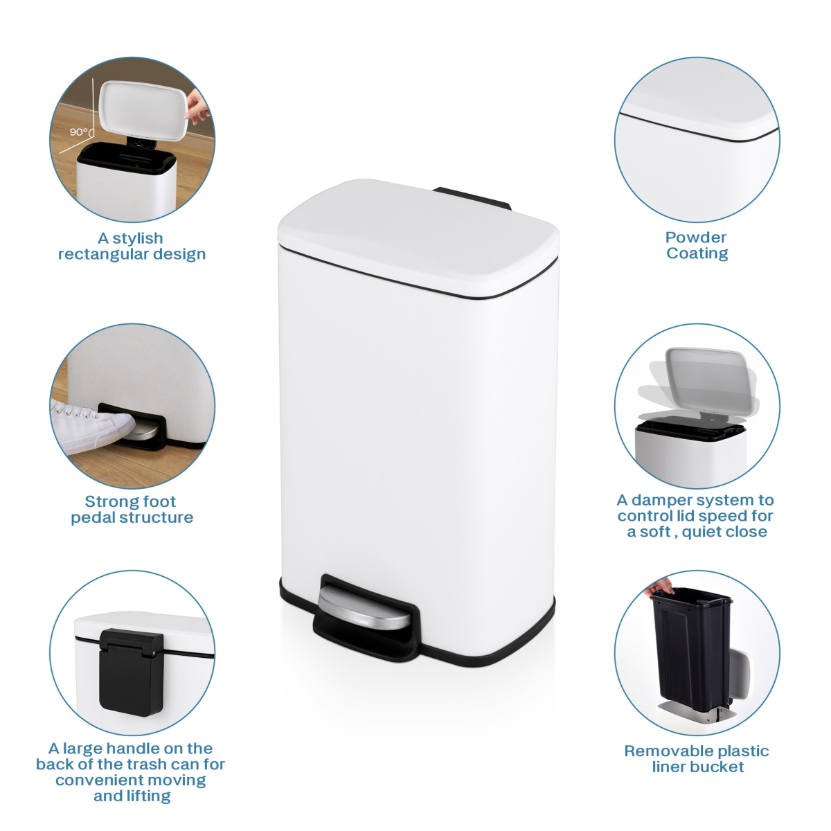 Mega Casa 10.6 Gal./40 Liter Rectangular Motion Sensor Trash Can for Kitchen