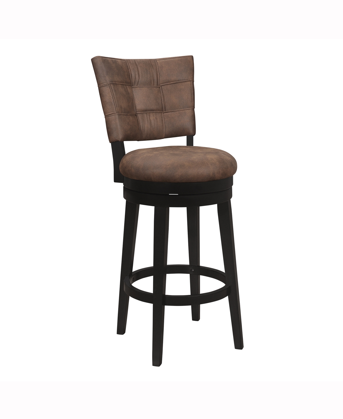 Hillsdale 45" Wood And Upholstered Kaede Furniture Bar Height Swivel Stool In Black With Chestnut Faux Leather
