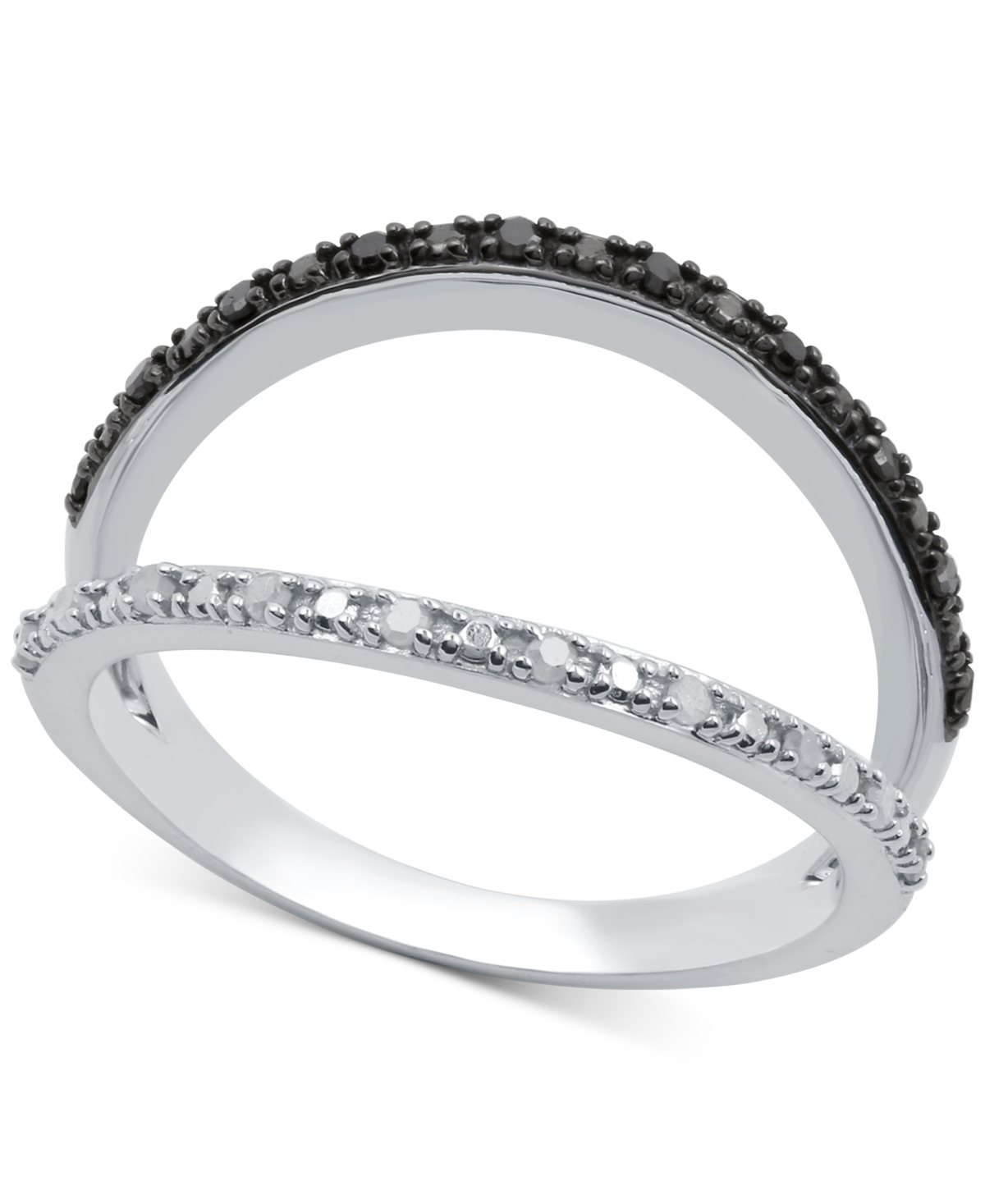 Macy's Black Diamond (1/10 ct. t.w.) & White Diamond (1/10 ct. t.w.) Split Ring in Sterling Silver