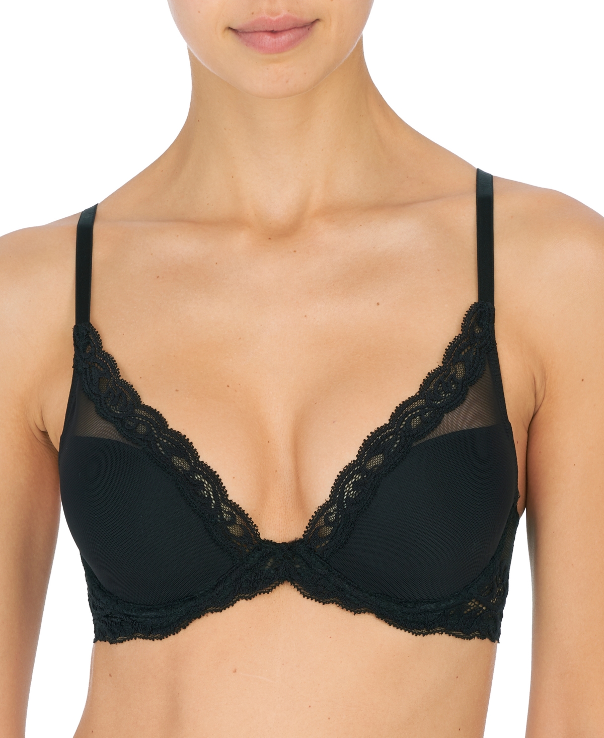Women's Feathers Lace Contour Underwire Plunge Bra 730023