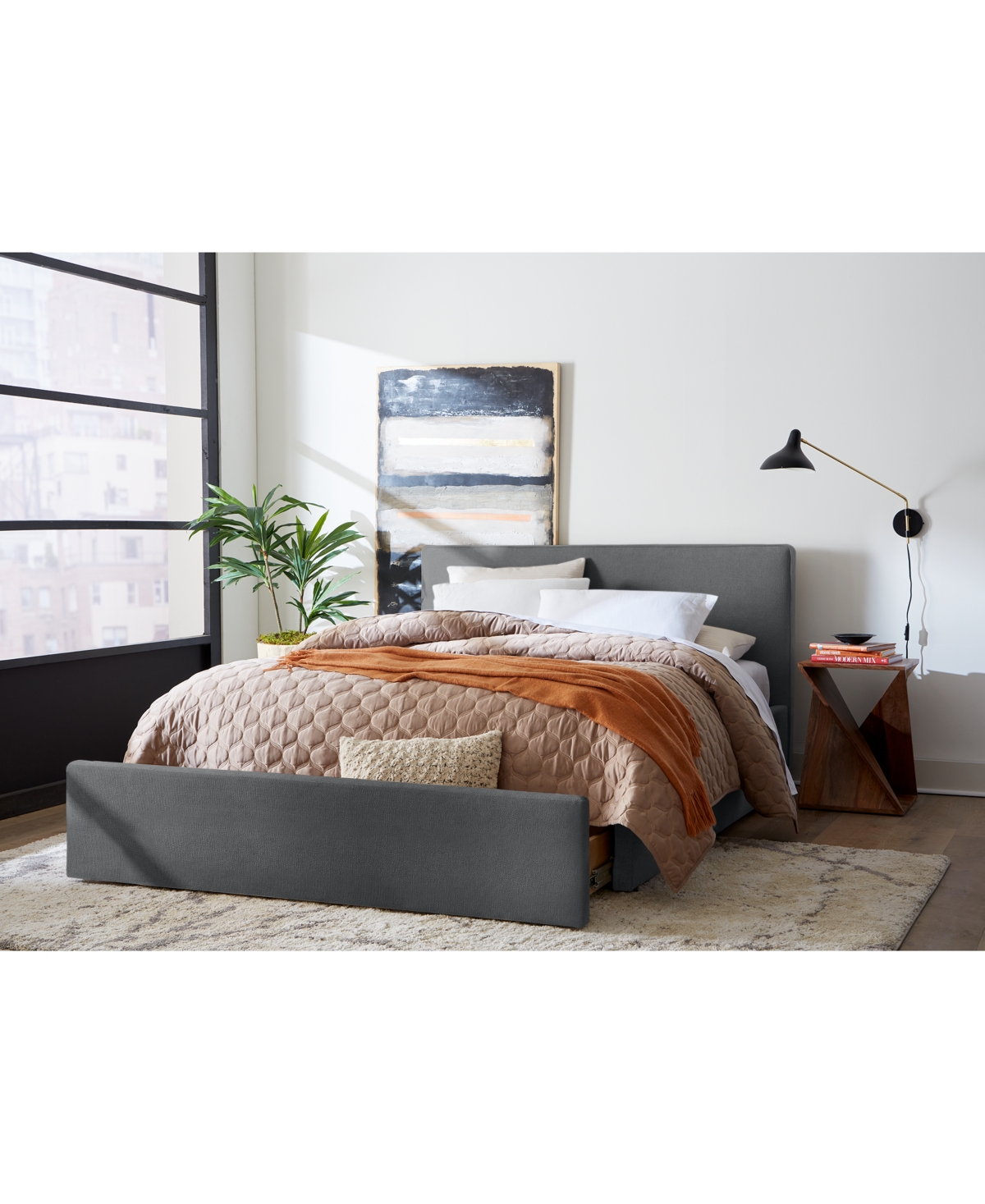 Macy's Mariley Full Upholstered Storage Bed In Steel