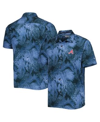 Men's Blue Atlanta Braves Bahama Coast Luminescent Fronds IslandZone Button-Up Camp Shirt
