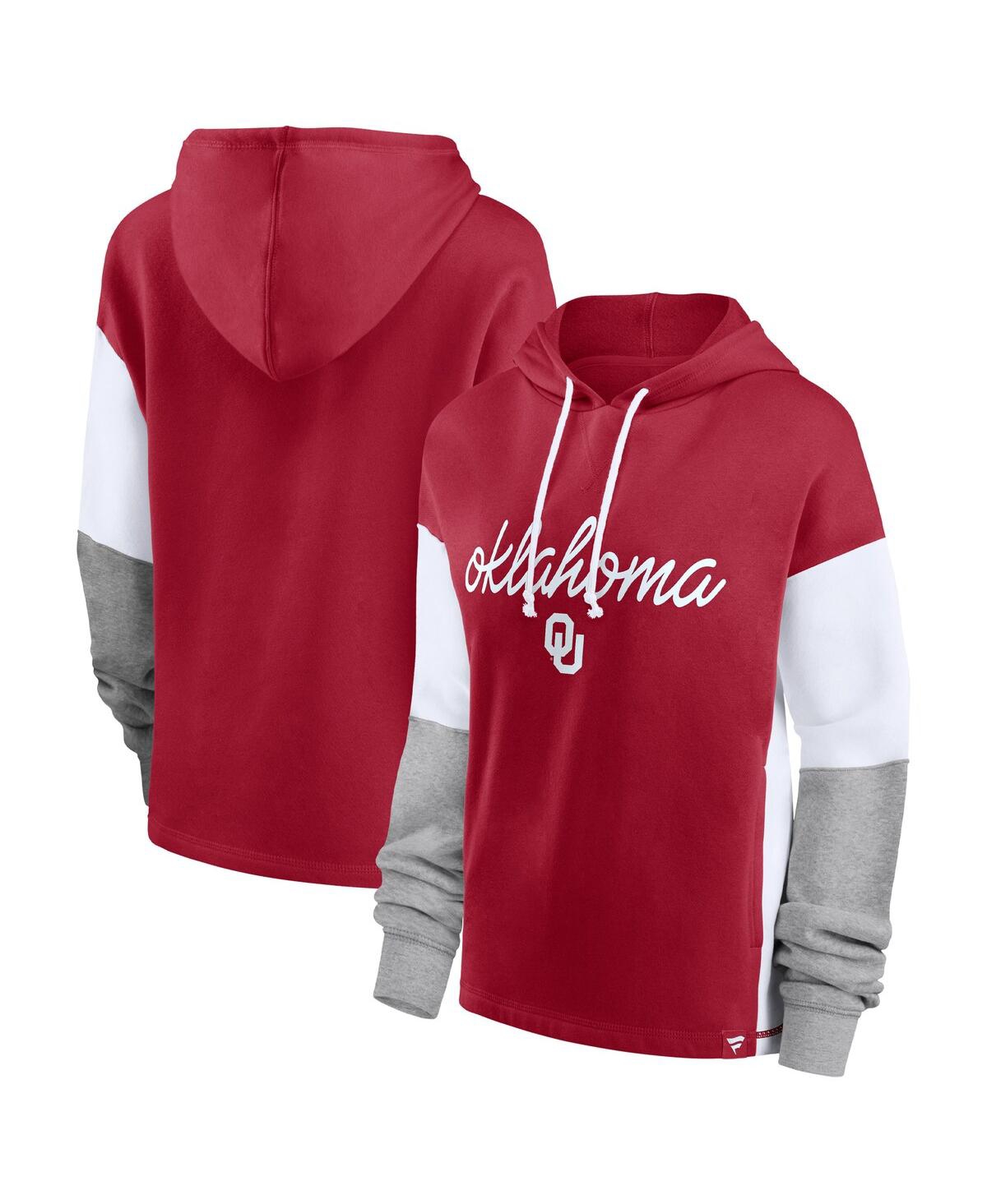Fanatics Branded Crimson Oklahoma Sooners Play It Safe Colorblock Pullover Hoodie In Crimson