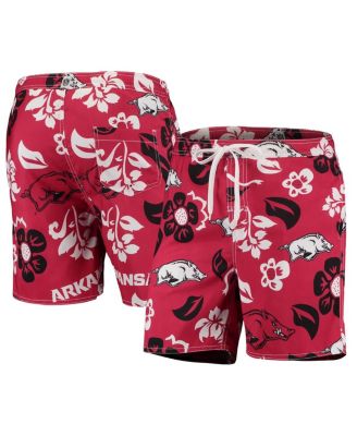 Men's Cardinal Arkansas Razorbacks Floral Volley Logo Swim Trunks