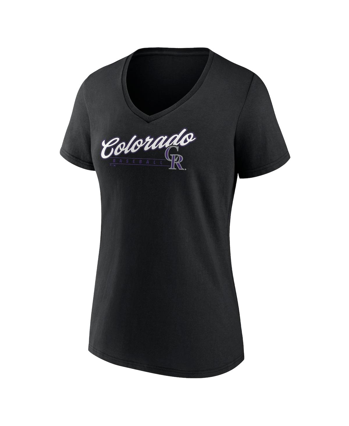Shop Fanatics Women's  Black Colorado Rockies One And Only V-neck T-shirt