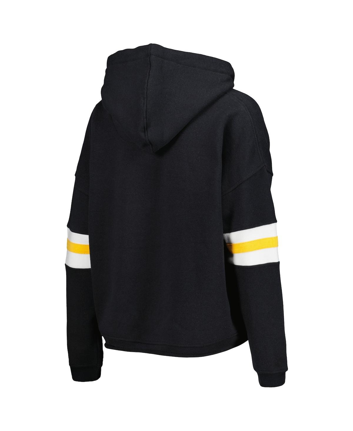PRESSBOX WOMEN'S PRESSBOX BLACK IOWA HAWKEYES SUPER PENNANT PULLOVER HOODIE 