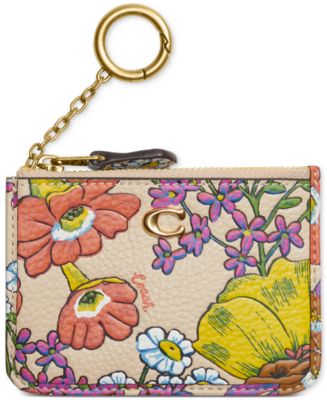 COACH Floral Printed Leather Mini ID Skinny Wallet - Macy's
