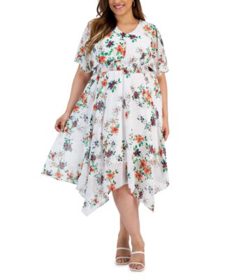 Robbie Bee Plus Size Floral-Print Fit & Flare Dress - Macy's