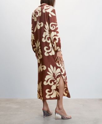 mango printed cut out detail dress Mango Printed Cut-out Detail Dress  midi kjoler  shop p Booztlet