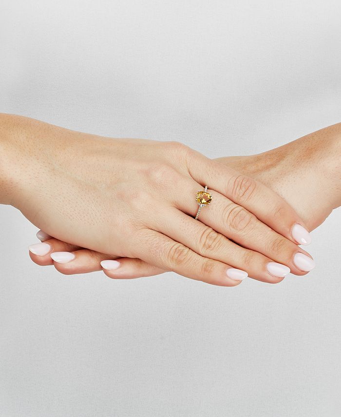 Macy's Citrine (1-5/8 ct. t.w.) & Diamond (1/8 ct. t.w.) Ring in 14k ...