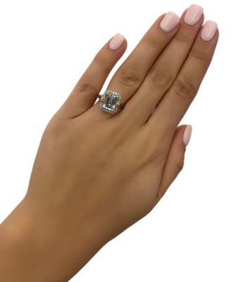 Sea Blue Aquamarine (2 ct. t.w.) & Diamond (3/8 ct. t.w.) Ring in 14k Two-Tone Gold