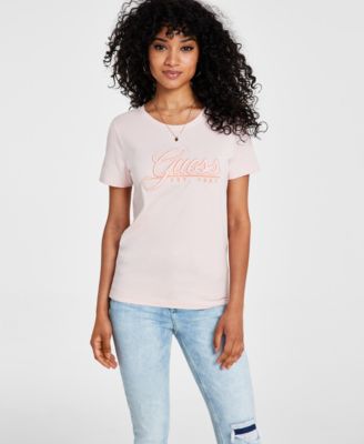 GUESS - Women's Script Logo Short Sleeve Cotton T-Shirt
