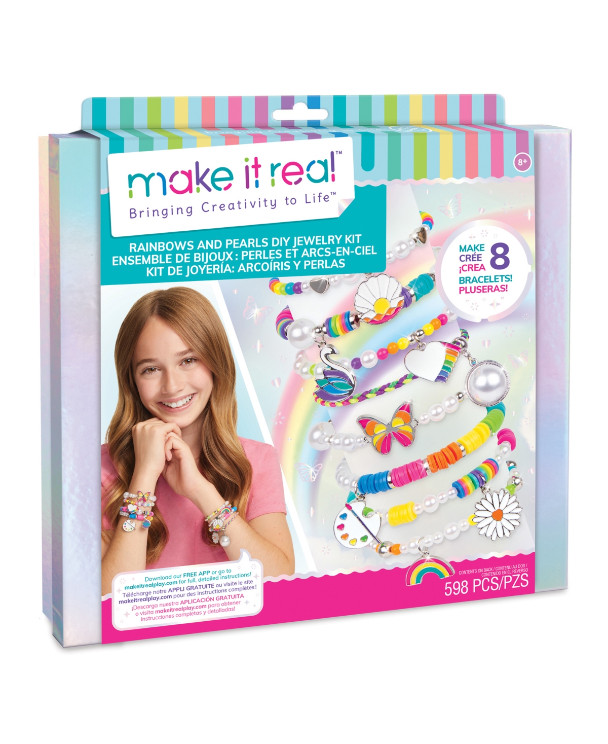 Make It Real Kids' Rainbows And Pearls Diy (do It Yourself) Jewelry Kit In Multi