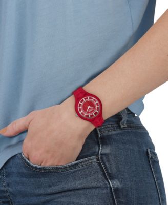 Women's 2 Hand Quartz Fire Island Red Silicone Watch, 39mm