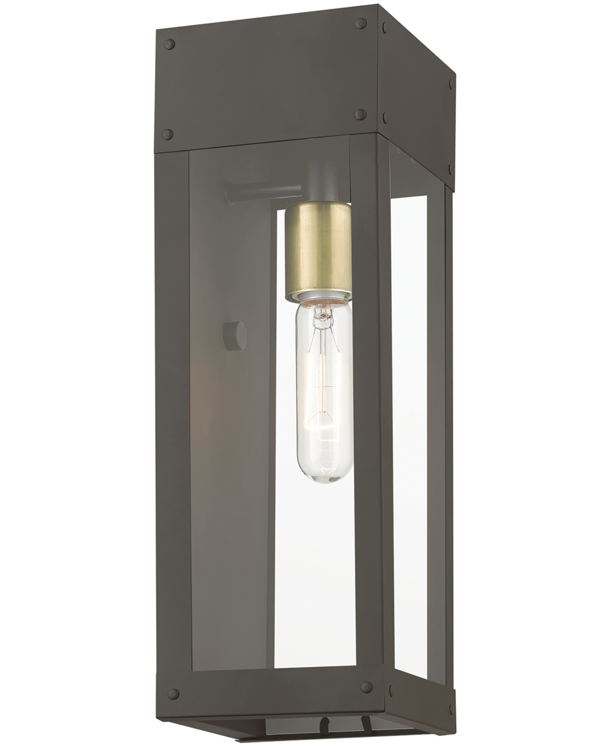Shop Livex Barrett 1 Light Outdoor Wall Lantern In Bronze With Antique Brass