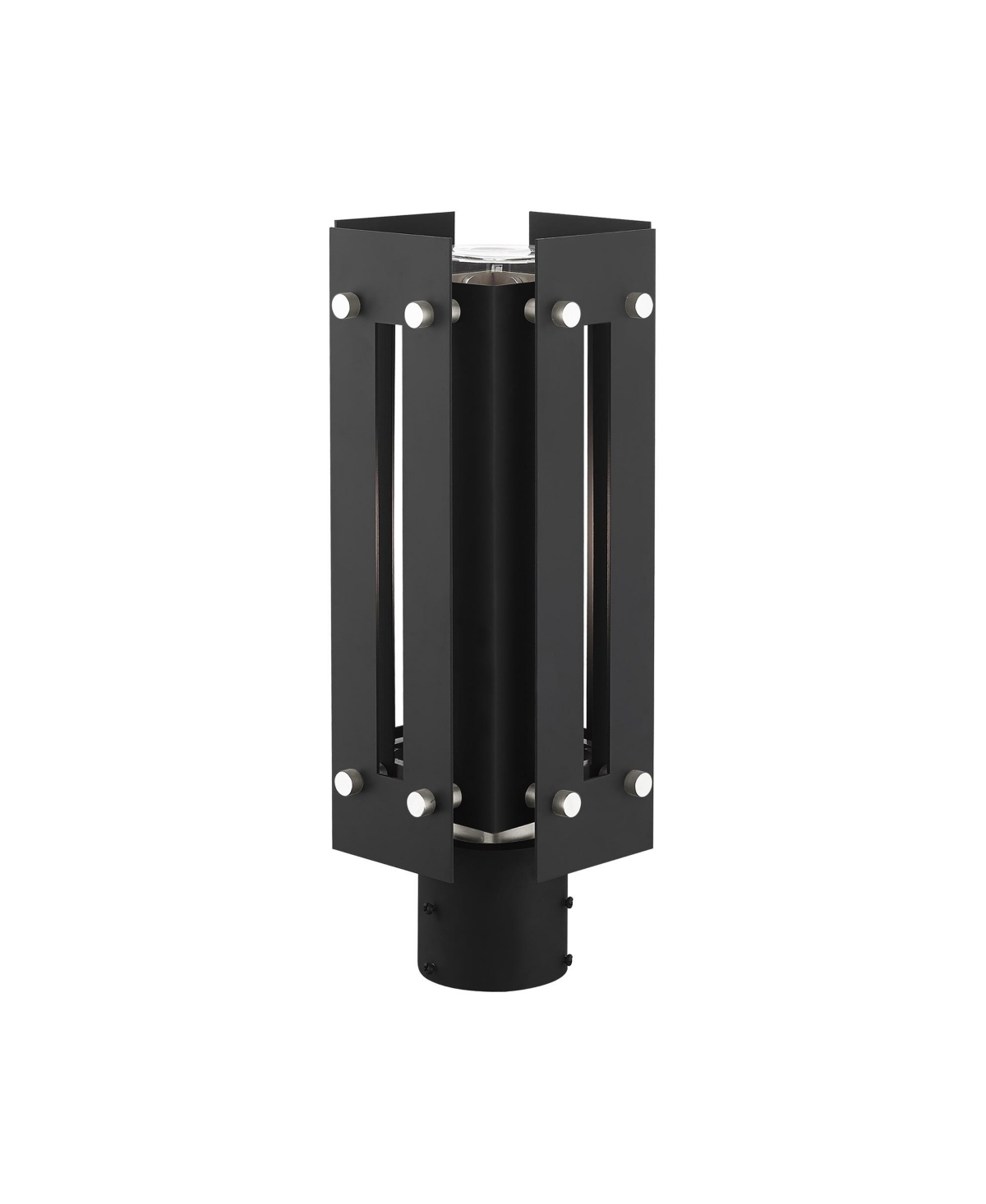 Livex Utrecht 1 Light Outdoor Post Top Lantern - Black with Brushed