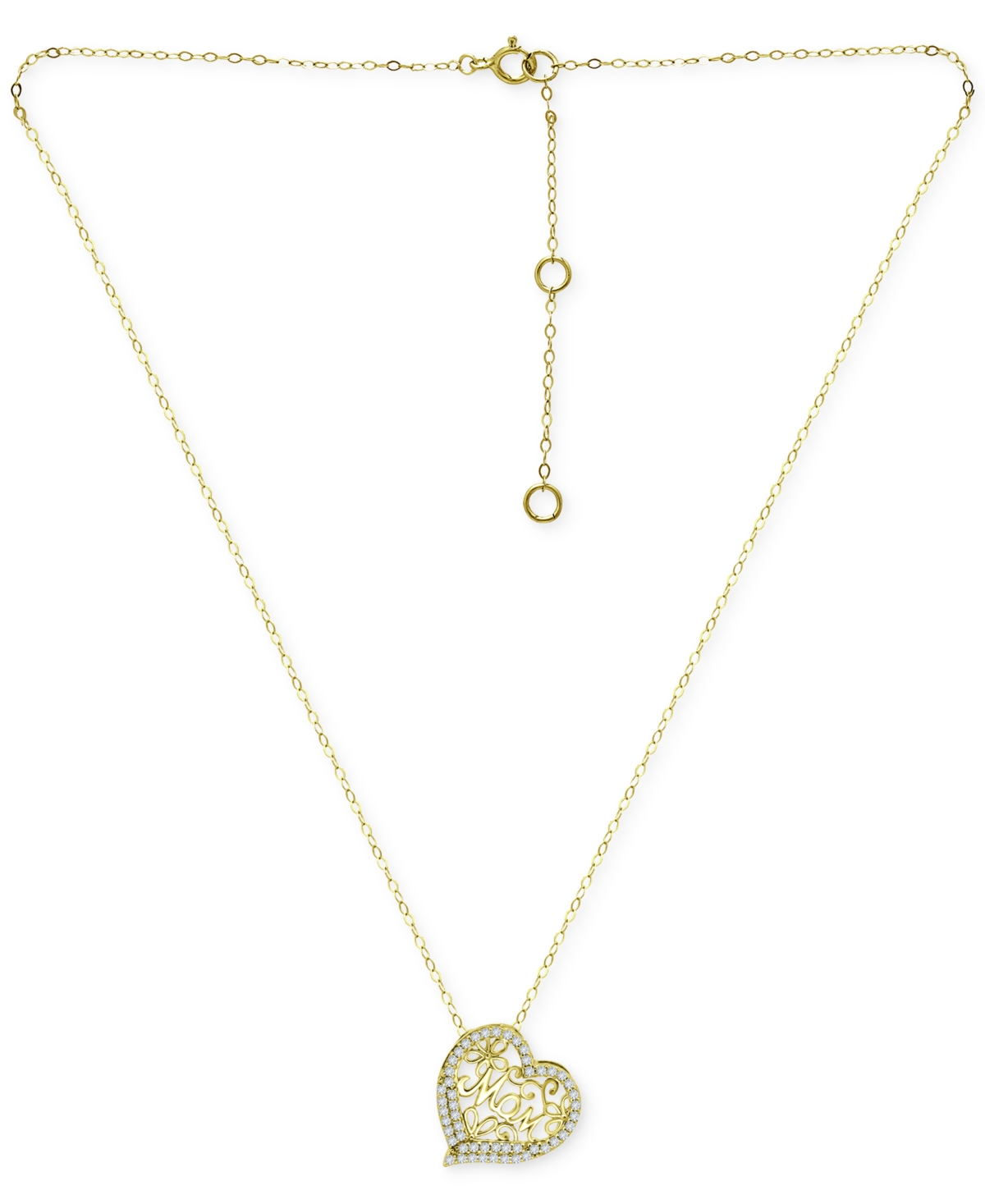 Giani Bernini Cubic Zirconia Mom Heart Pendant Necklace in 18kPlated Sterling Silver, 16
