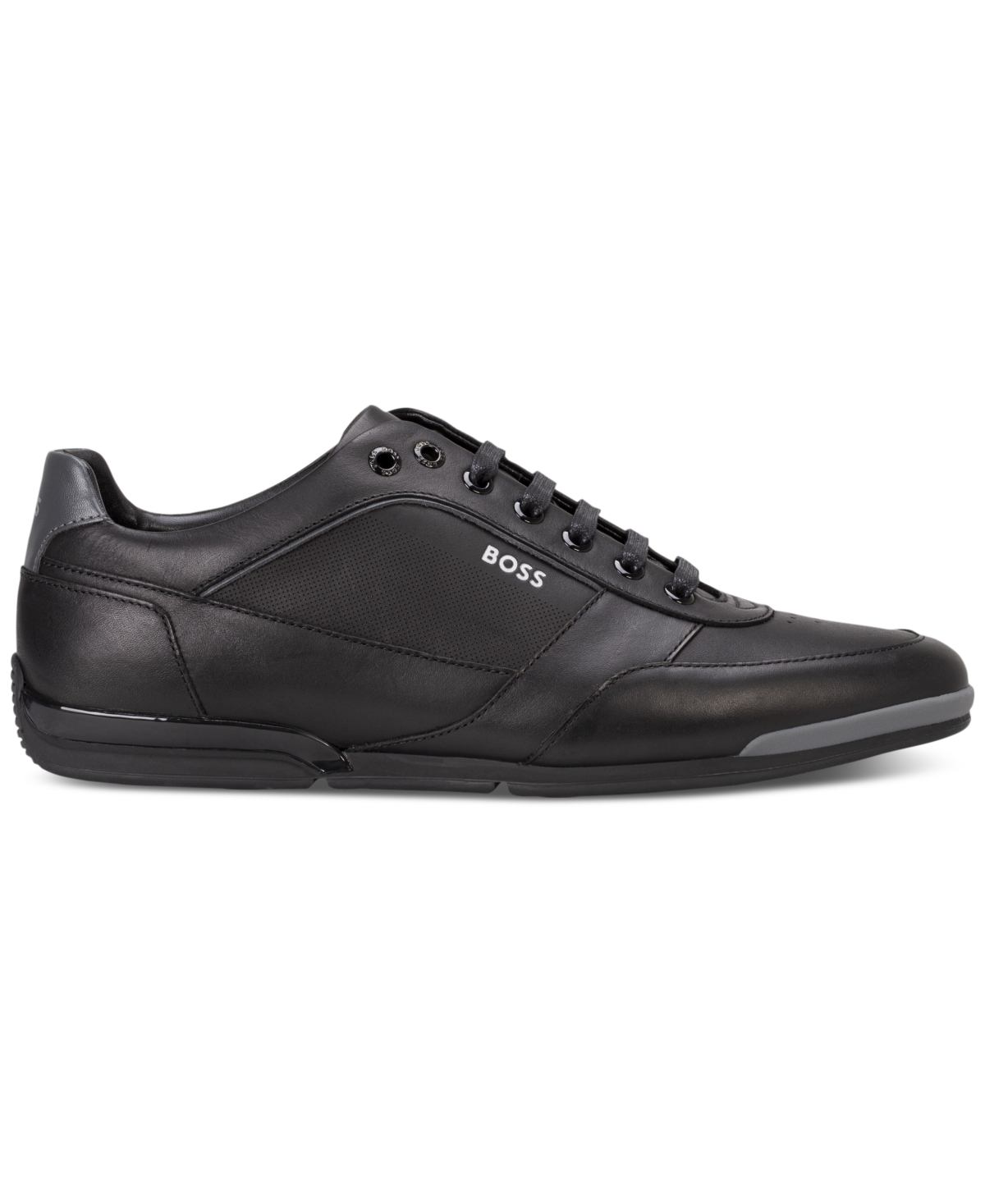Shop Hugo Boss By  Men's Saturn Low-profile Leather Sneaker In Black
