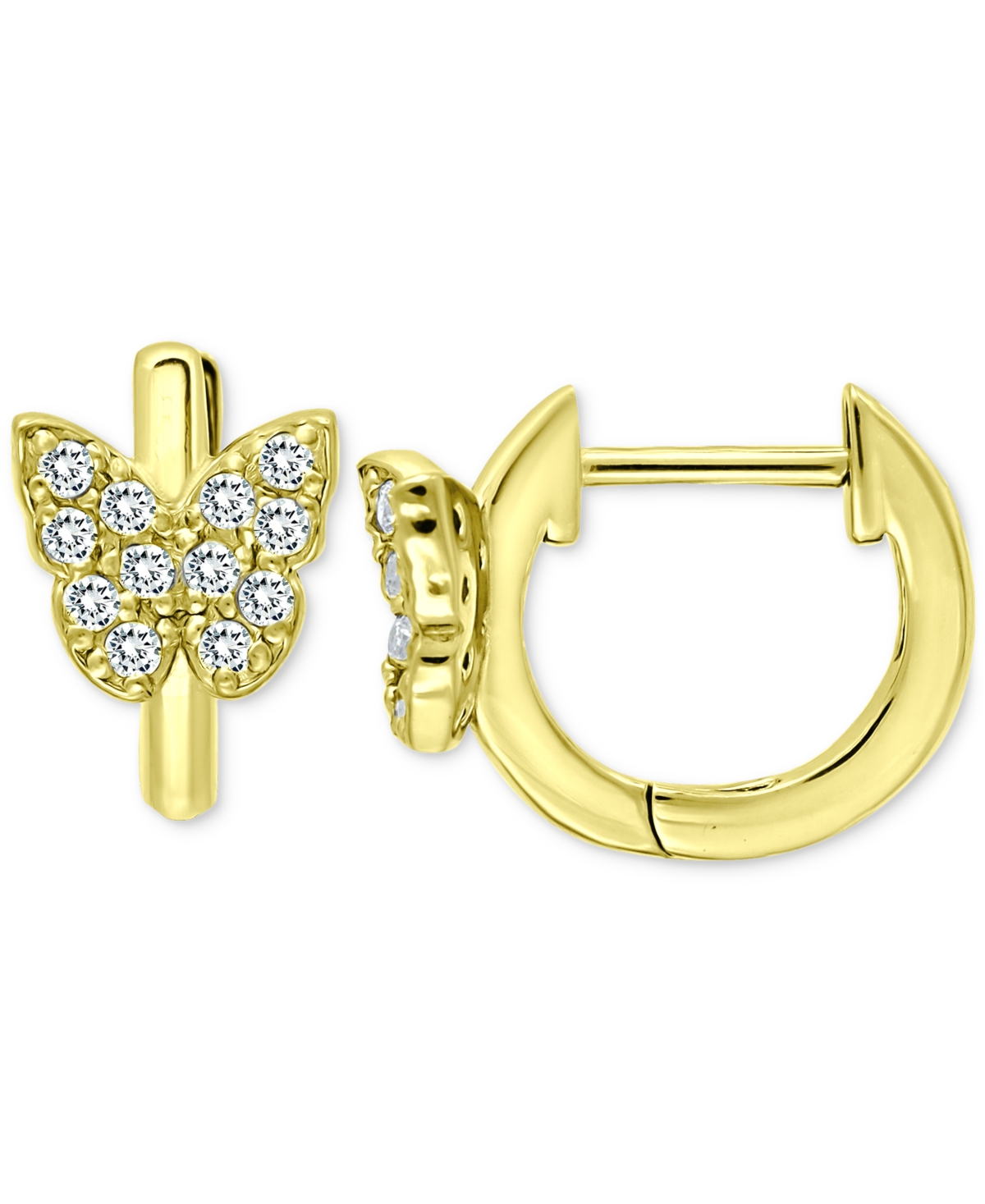 Giani Bernini Cubic Zirconia Pave Butterfly Small Huggie Hoop Earrings, 0.51", Created For Macy's In Gold