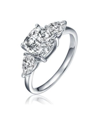 Sterling Silver White Gold Plated Clear Cubic Zirconia Statement Ring ...