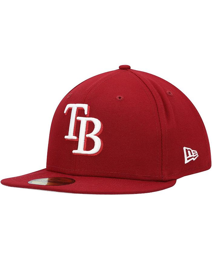 New Era Men's Cardinal Tampa Bay Rays White Logo 59FIFTY Fitted Hat