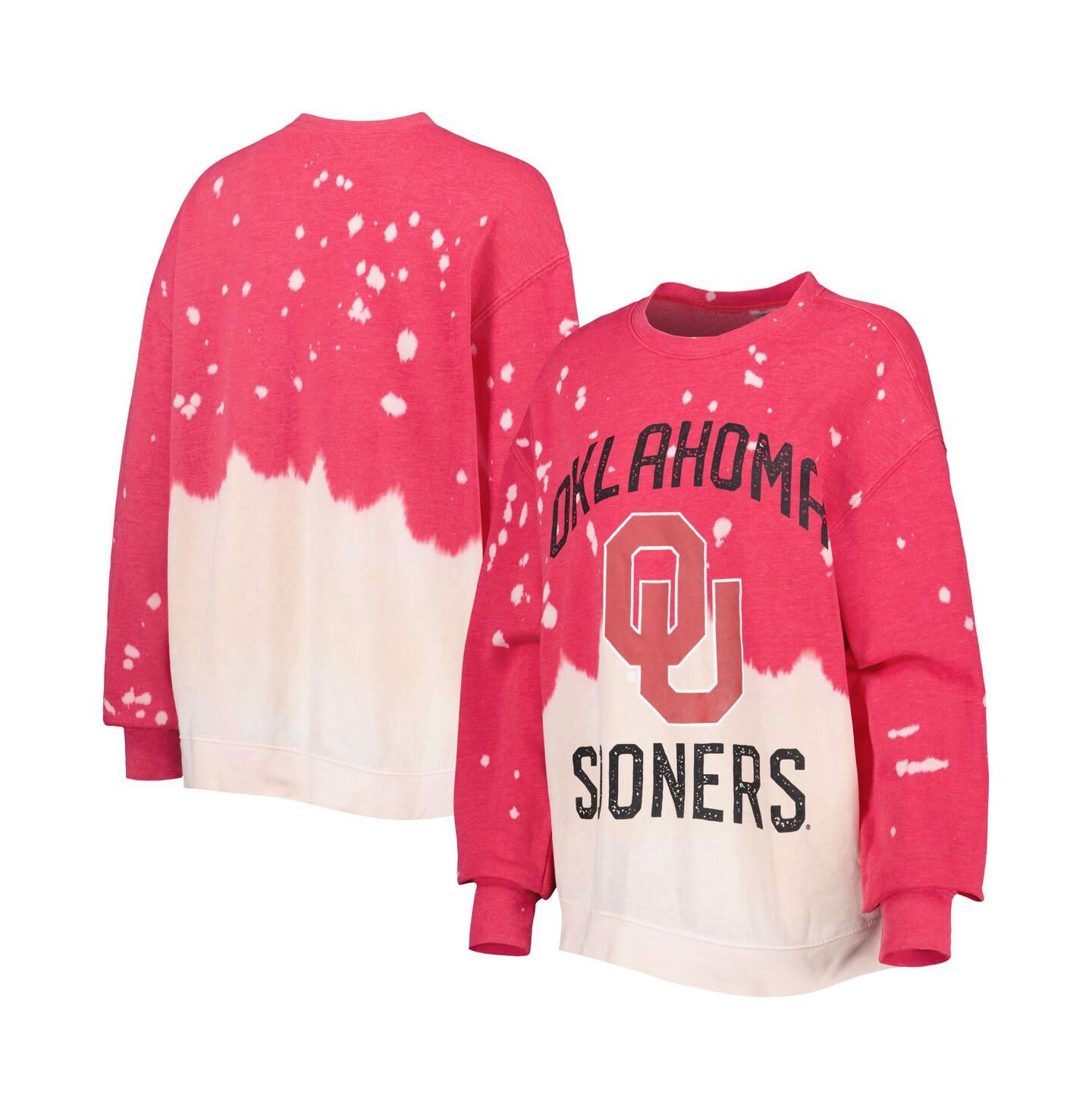 Женская толстовка Gameday Couture Crimson Oklahoma Sooners Twice As Nice Faded Dip-Dye Pullover — фото 1