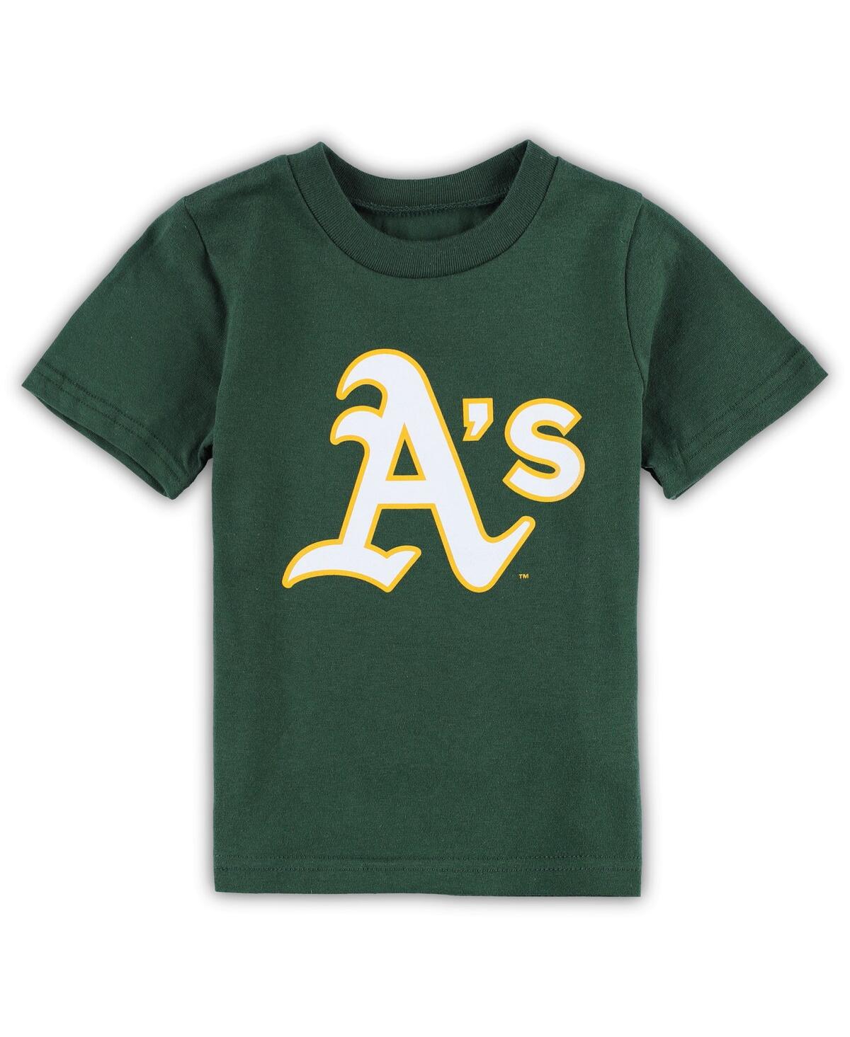 Outerstuff Babies' Toddler Boys And Girls Green Oakland Athletics Team Crew Primary Logo T-shirt