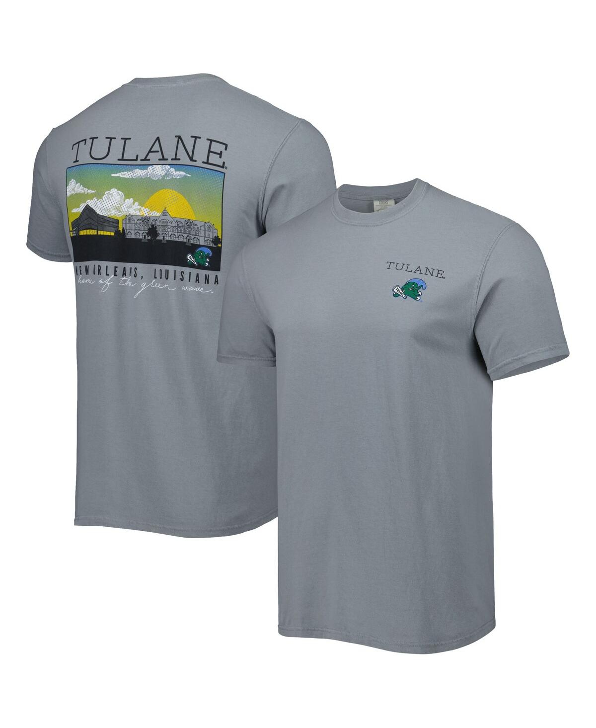 Image One Men's Gray Tulane Green Wave Campus Scenery Comfort Color T-shirt