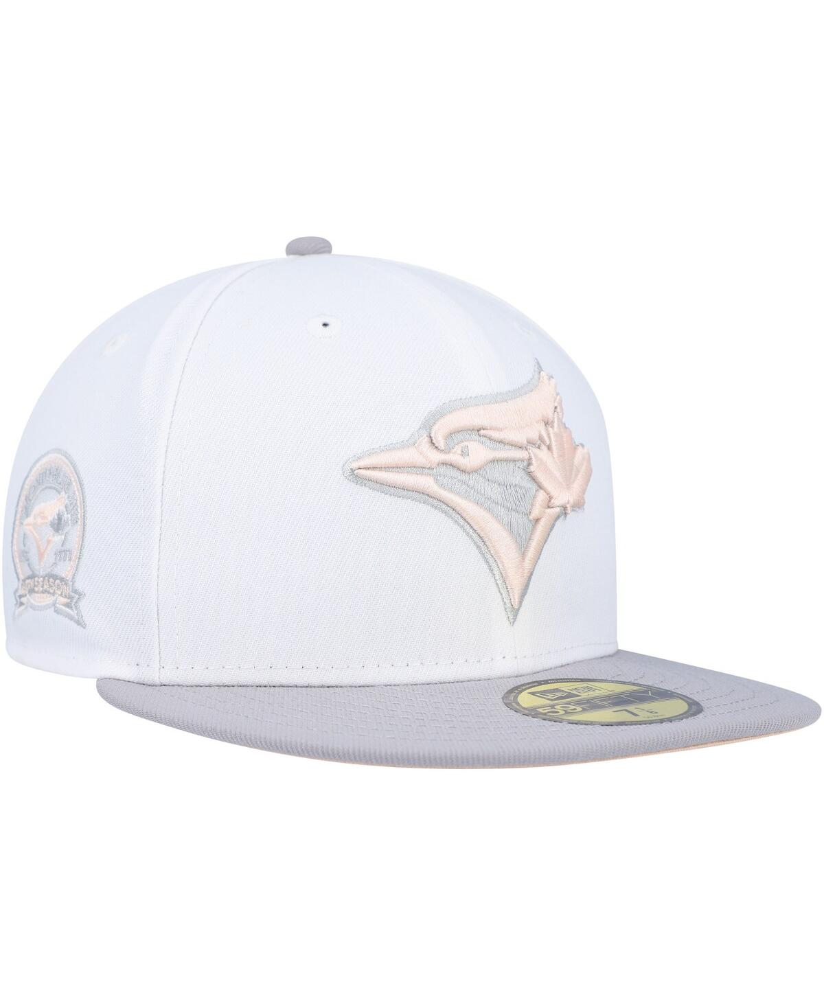 Shop New Era Men's  White, Gray Toronto Blue Jays 40th Anniversary Side Patch Peach Undervisor 59fifty Fit In White,gray