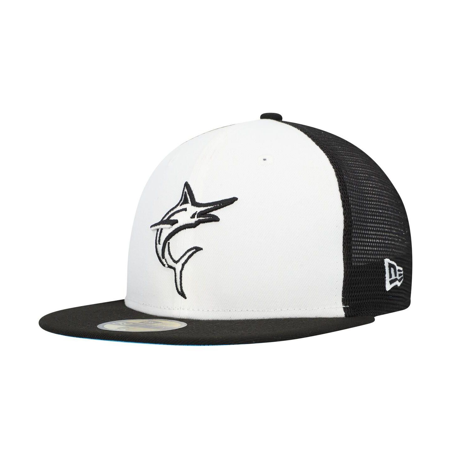 Мужская кепка New Era White, Black Miami Marlins 2023 On-Field Batting Practice 59FIFTY Fitted Hat — фото 2