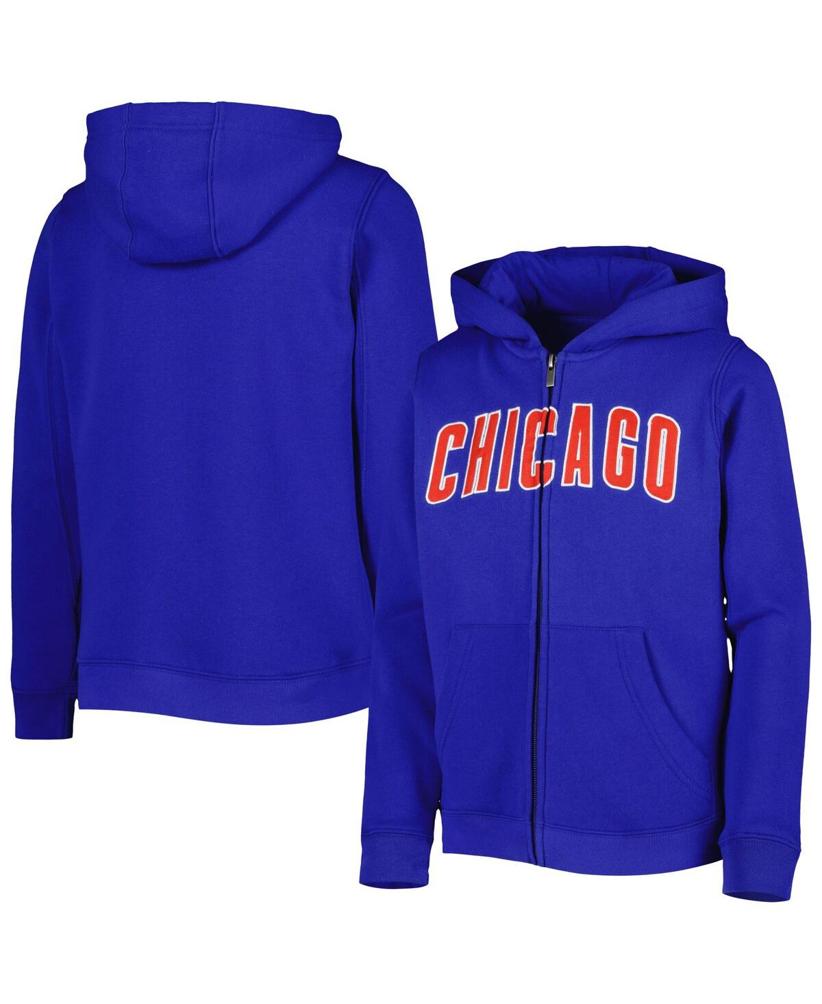 Big Boys and GirlsChicago Cubs Wordmark Full-Zip Fleece Hoodie - Royal